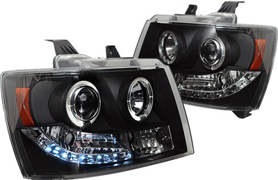 Chevy Tahoe/Suburban/Avalanche '07-UP LED Halo Projector Headlights - Black or Chrome