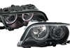BMW '99-'01 E46 3 Series 2dr Dual Halo Projector Headlights- Black