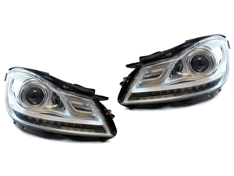 Mercedes Benz W204 C Class C250 C300 C350  '12 - '14 Halogen Projector Headlights w/ Optional HID