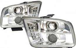 Ford Mustang LED Halo Projector Headlights '05-'07 -  Chrome