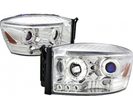 '06-'07 Dodge Ram 1pc Halo LED Projector Headlights - Chrome