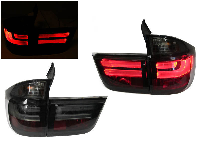 BMW X5 E70 LCI '07-'13 Facelift Style Light Bar Smoke or Red / Clear LED Taillight Set