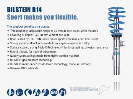 Bilstein B14 Performance Coilover Suspension System - Front and Rear - '02-'09 Audi A4, A4 Quattro